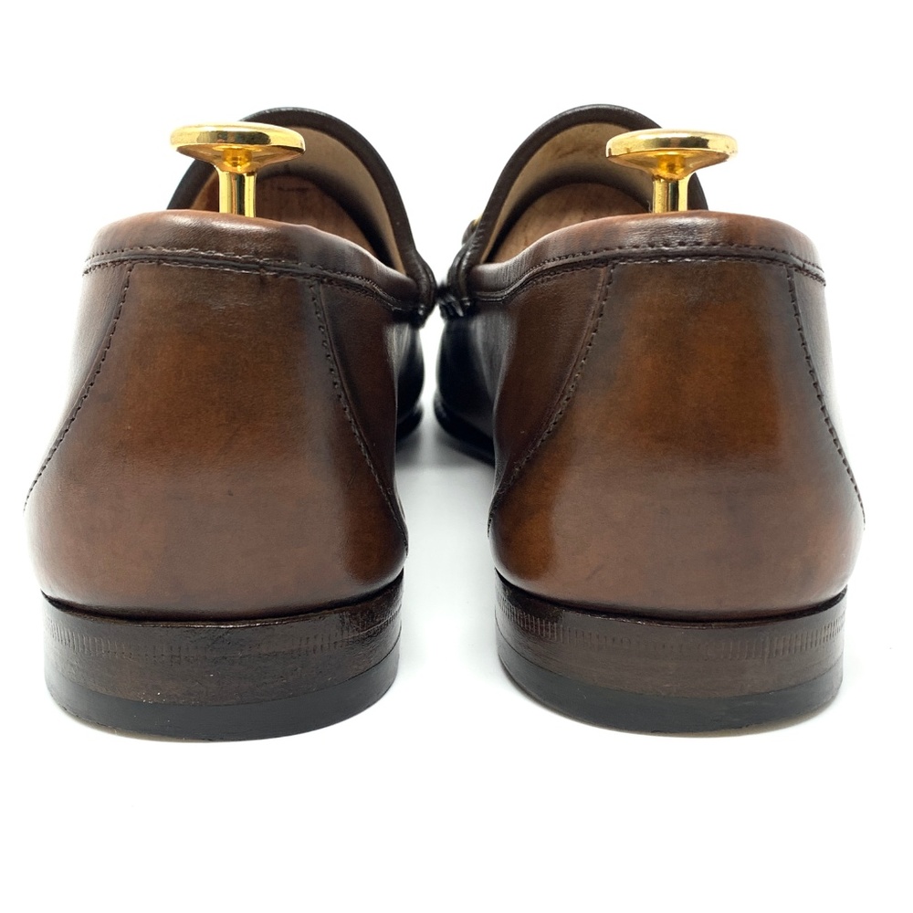 GUCCI 1953 Smoke Brown Leather Gold Bit Loafers - Picture 4 of 8